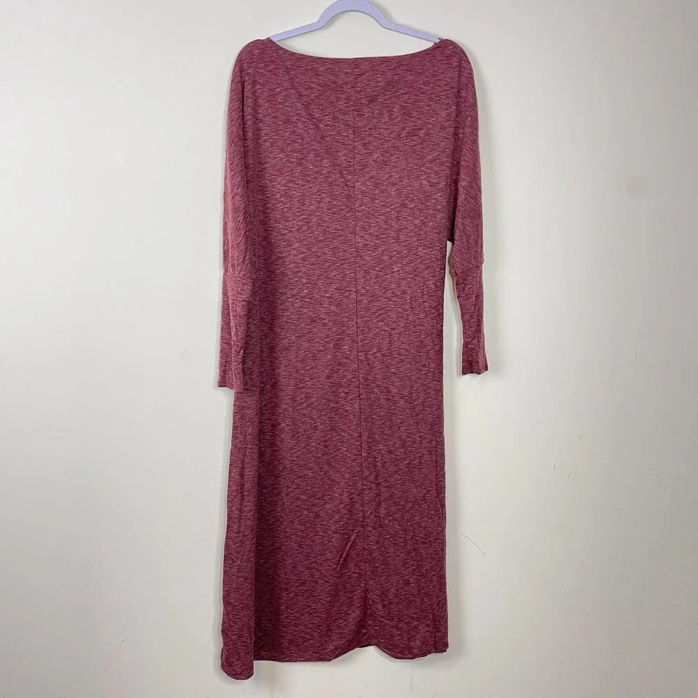 Caslon Red Syrah Heather Cozy Long Sleeve Knit Wrap Dress NWT Size L